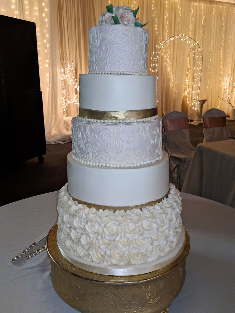 5 Tier Wedding Cake With Ruffles