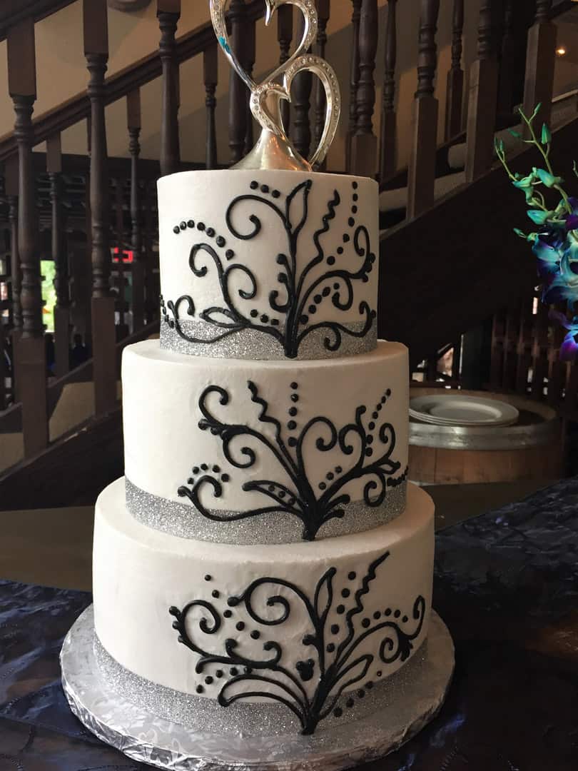 Black Stencil Wedding Cake