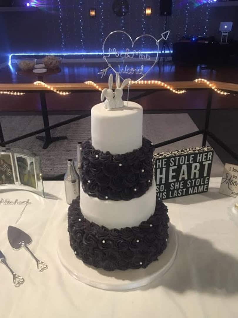 Black and White Ruffle Wedding Cake