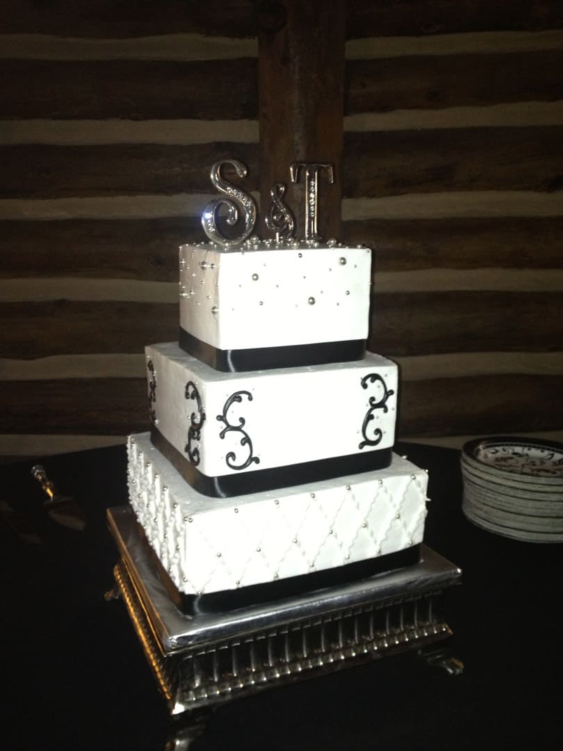 Black and White Square Wedding Cake