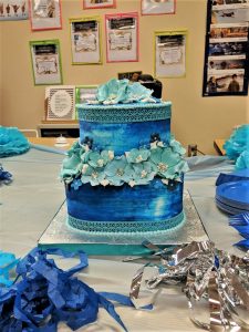 Navy Blue Cake with Spheres & Topper – Pao's cakes