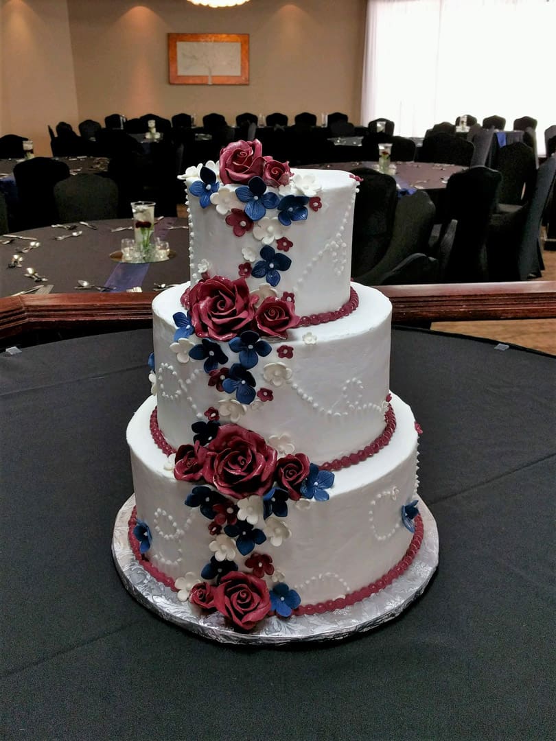 Burgundy and Navy Wedding Cake