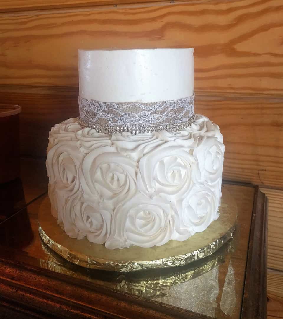 Buttercream Swirls and Lace Wedding Cake