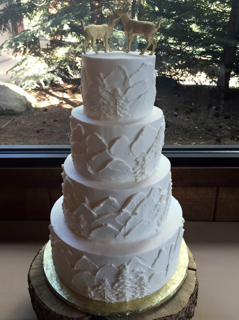 Buttercream Wedding Cake with Mountains