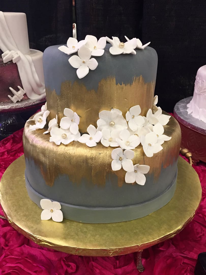 Copper and Grey Wedding Cake