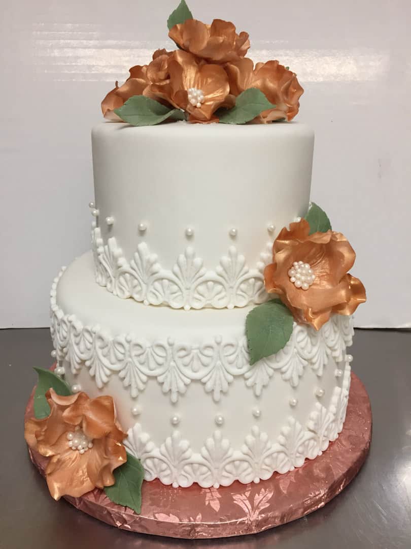 Copper and Lace Wedding Cake