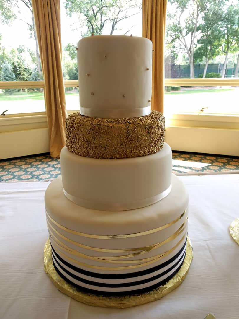 Gold and Blue Wedding Cake