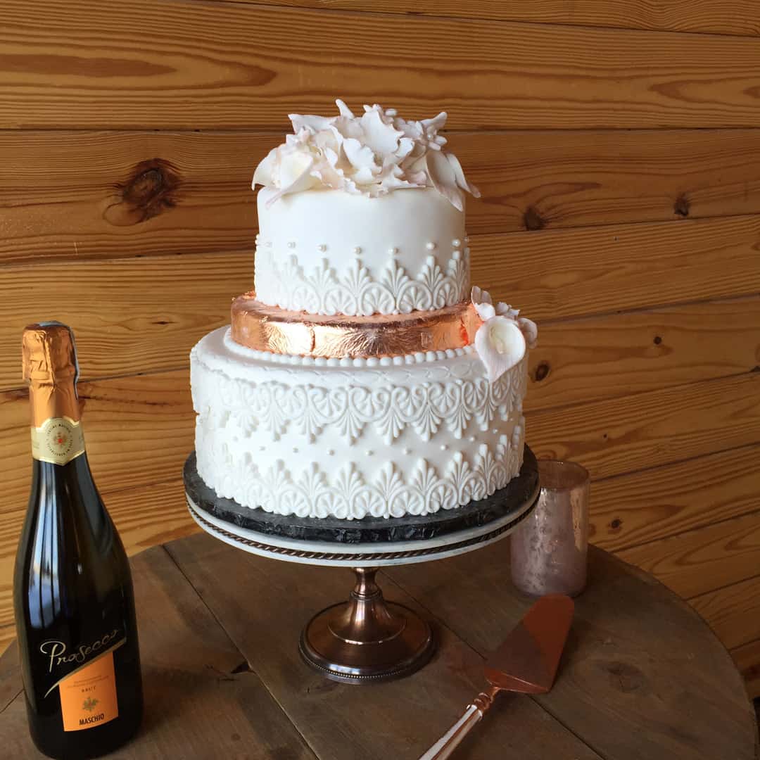 Gold and Lace Wedding Cake