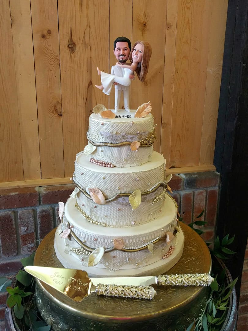 Golden Leaves and Vine Wedding Cake