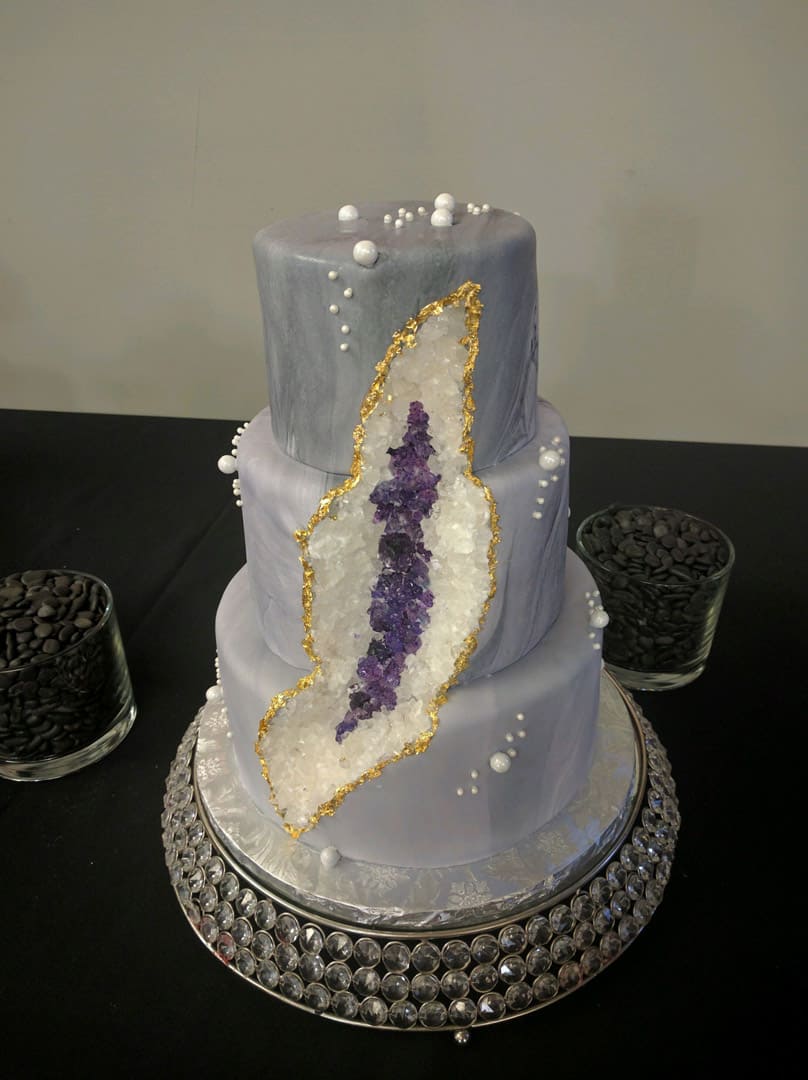Grey and Purple Geode Wedding Cake