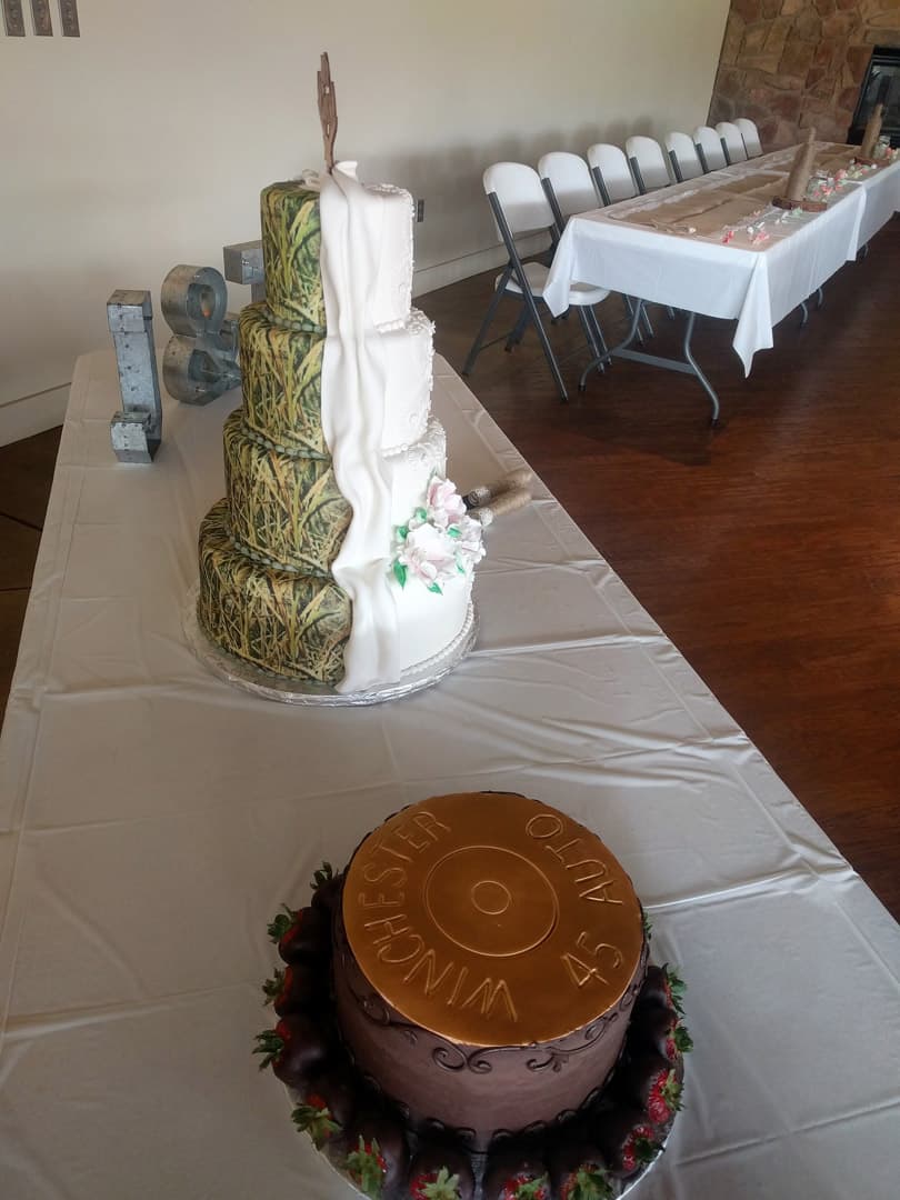 Half and Half Camo and White Wedding Cake