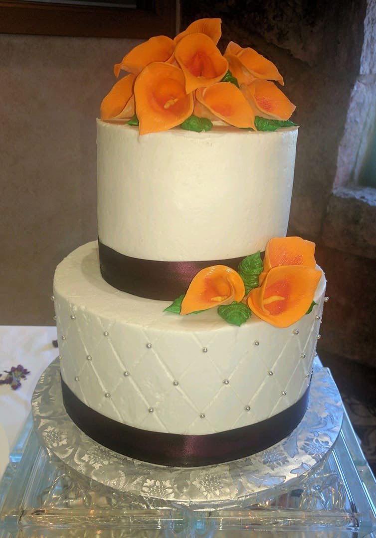 Orange Flower Wedding Cake