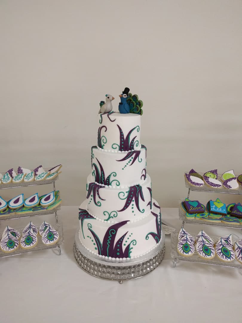 Peacock Themed Wedding Cake