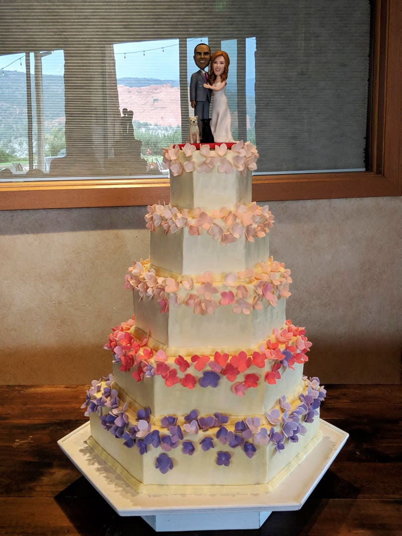 Pink and Puple Ombre Flower Wedding Cake