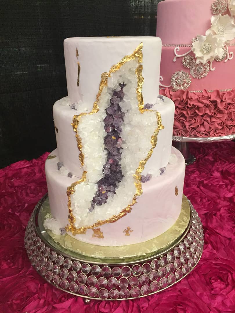Pink and Purple Geode Cake