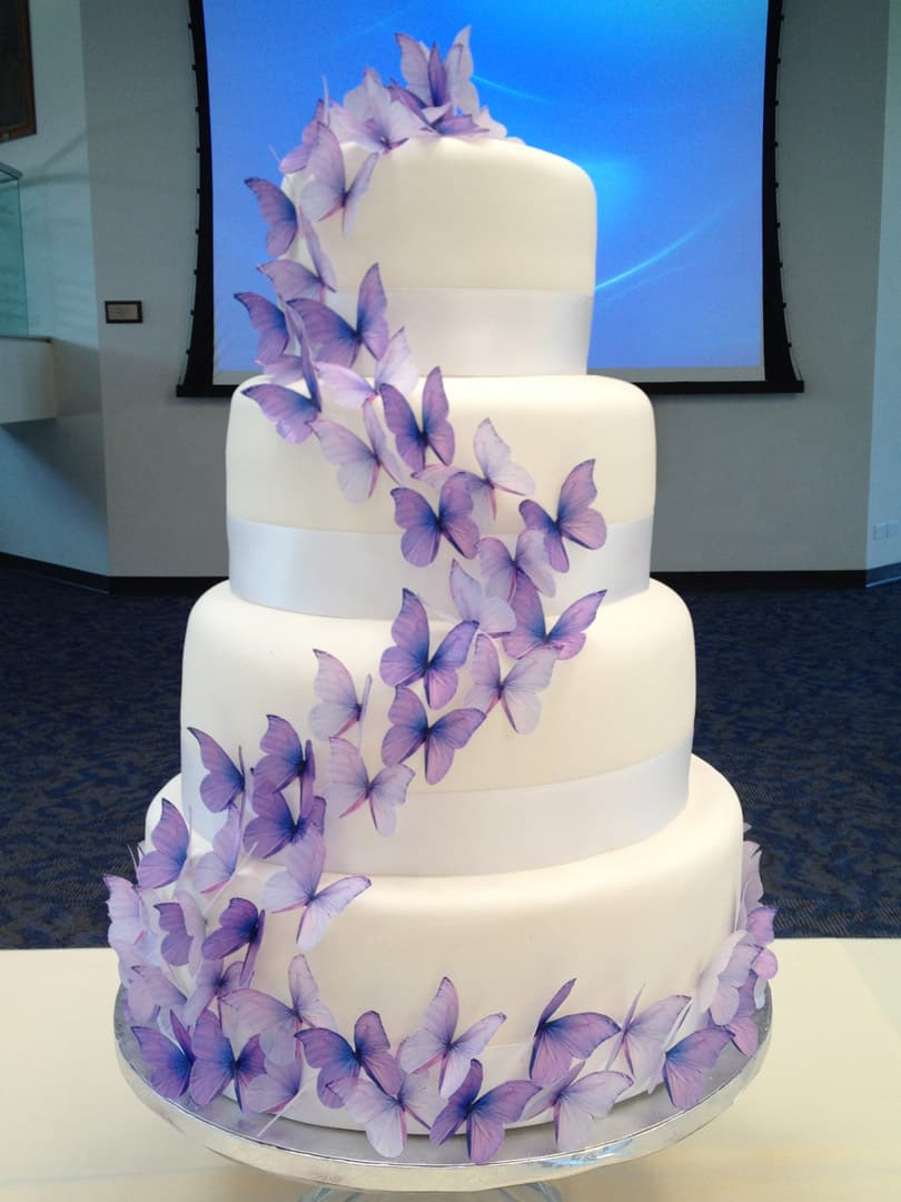 Purple Butterfly Wedding Cake