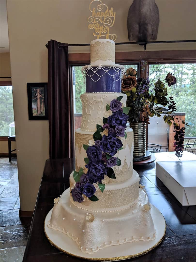 Purple Flower Wedding Cake