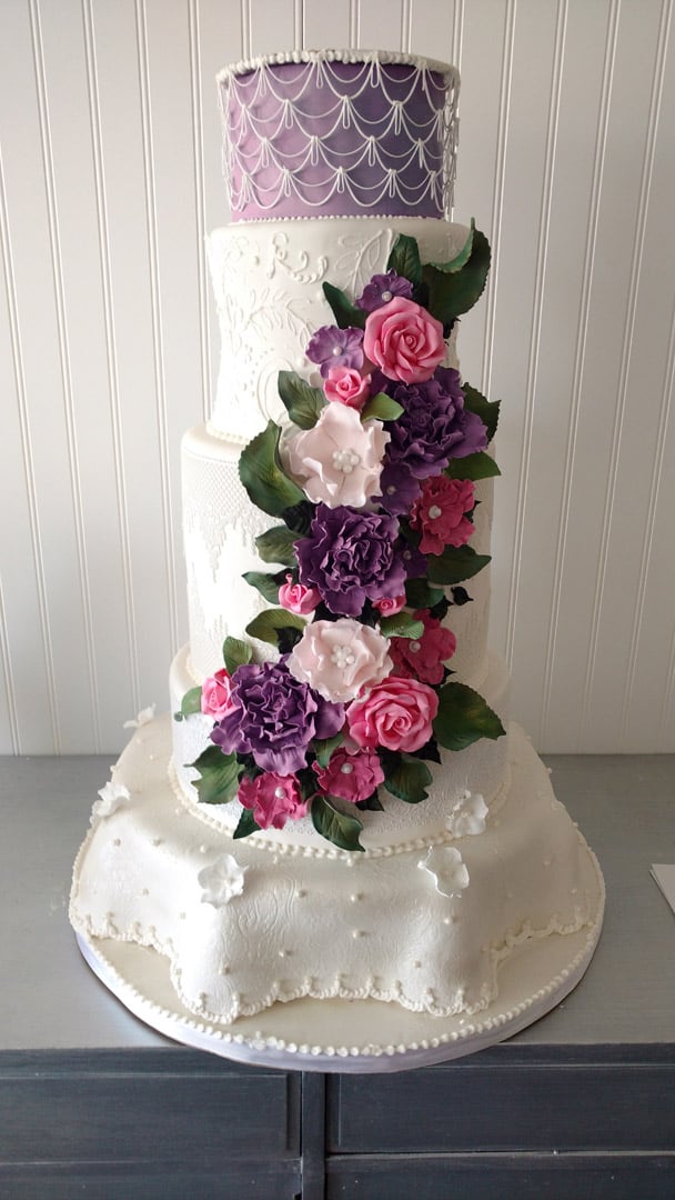 Purple and Pink Wedding Cake