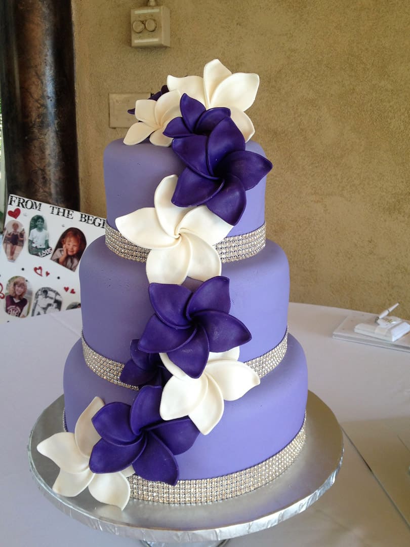 Purple and White Wedding Cake