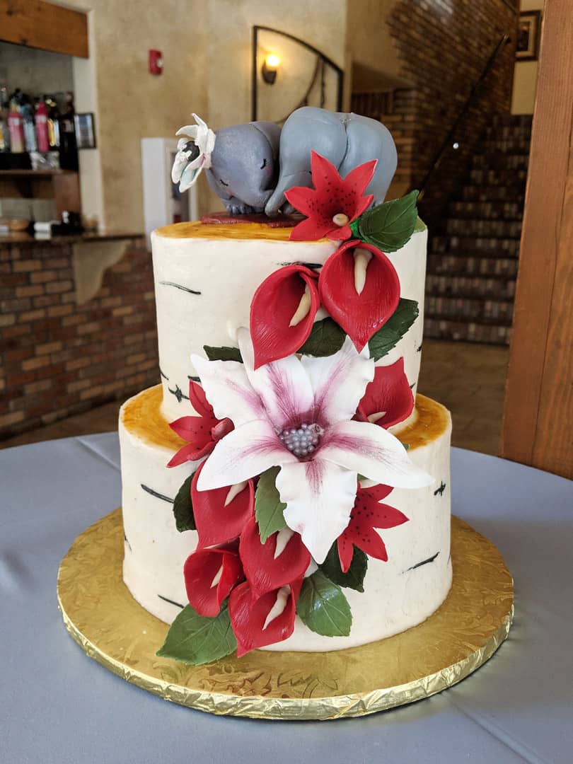 Red Flower Wedding Cake