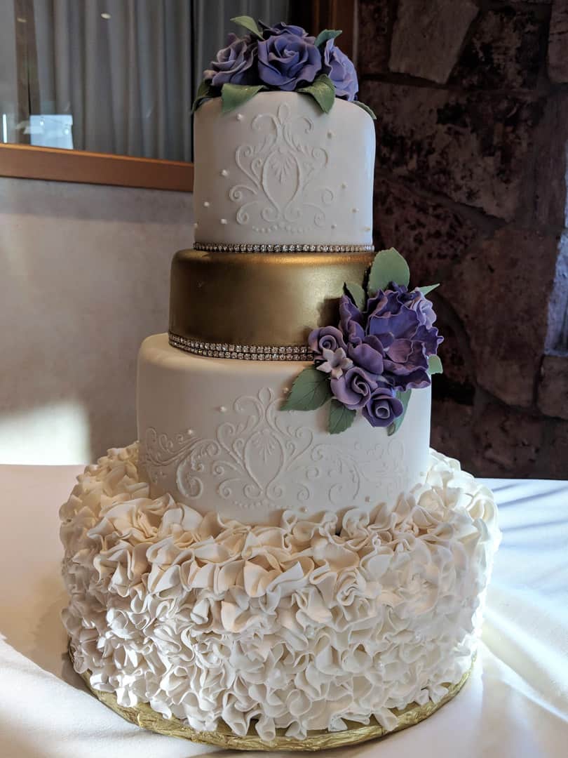 Ruffles and Gold Tier Wedding Cake