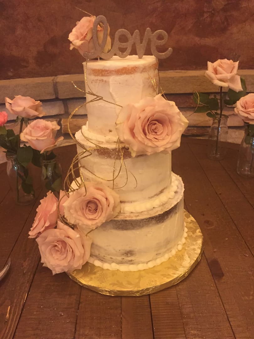 Semi Naked Cake With Pink Flowers