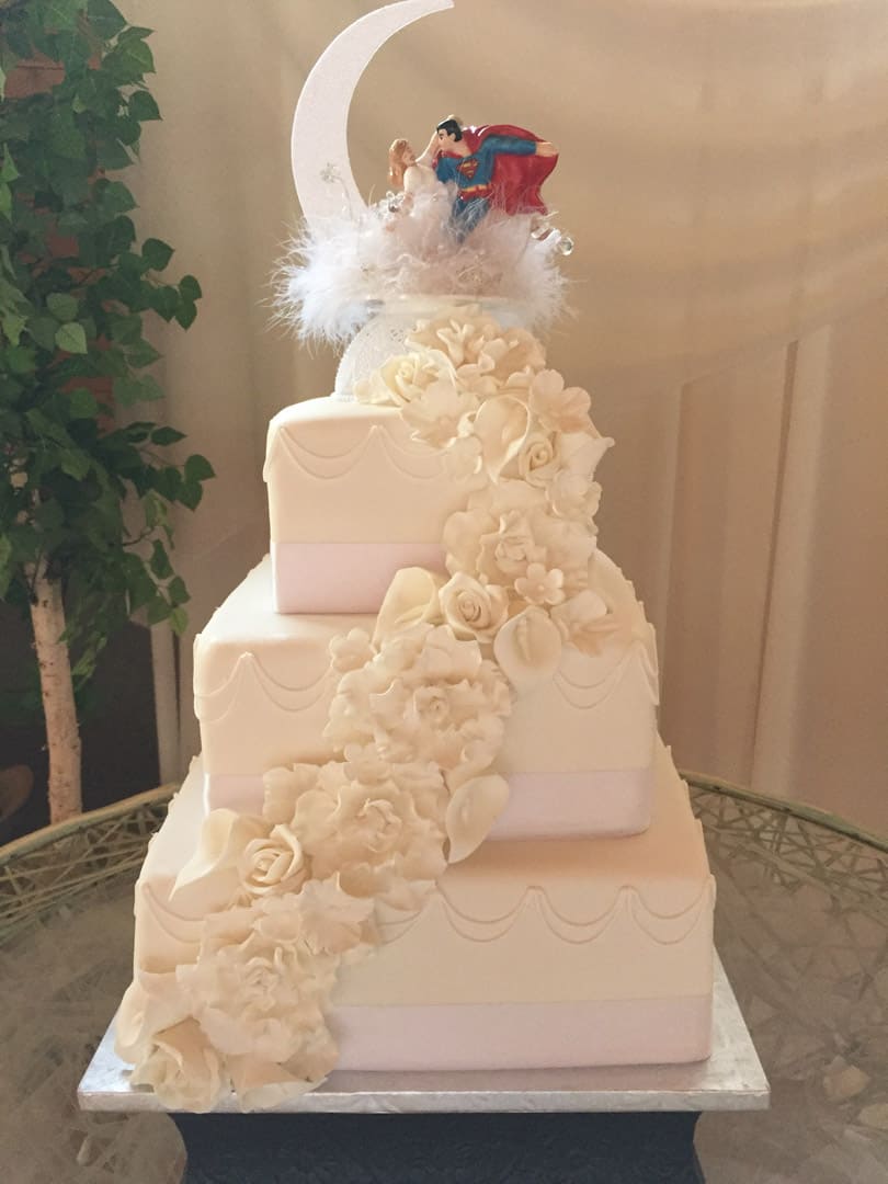 Superman Hidden Back Wedding Cake Front