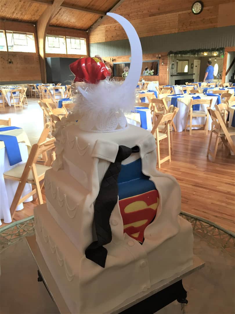 Superman Hidden Wedding Cake back