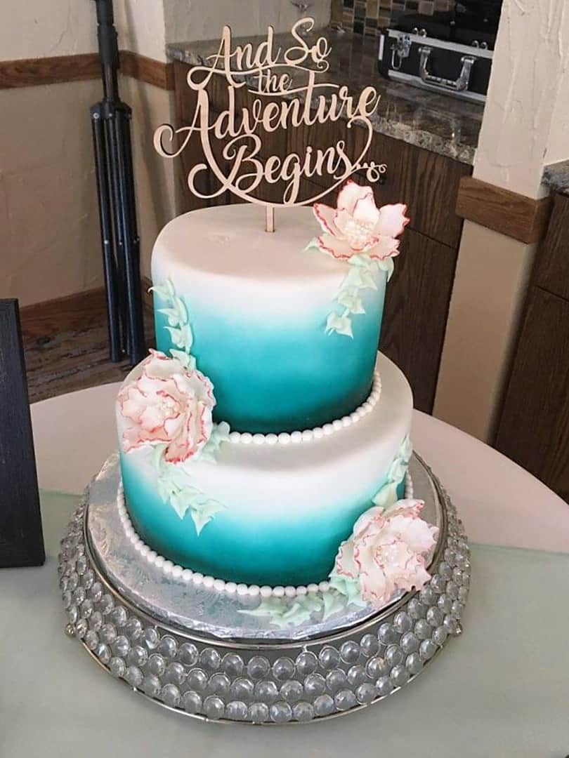 Teal Ombre Wedding Cake
