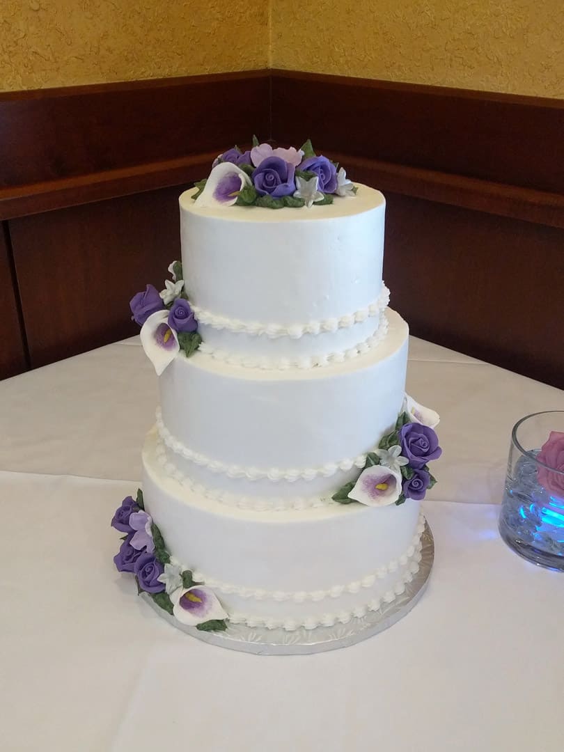 Tiered Wedding Cake White and Purple