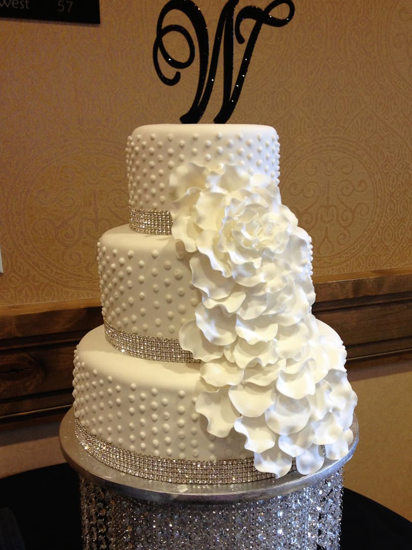 Tiered Wedding Cake with Large Flower