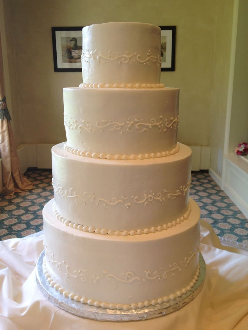 Tiered Wedding Cake with Scrollwork