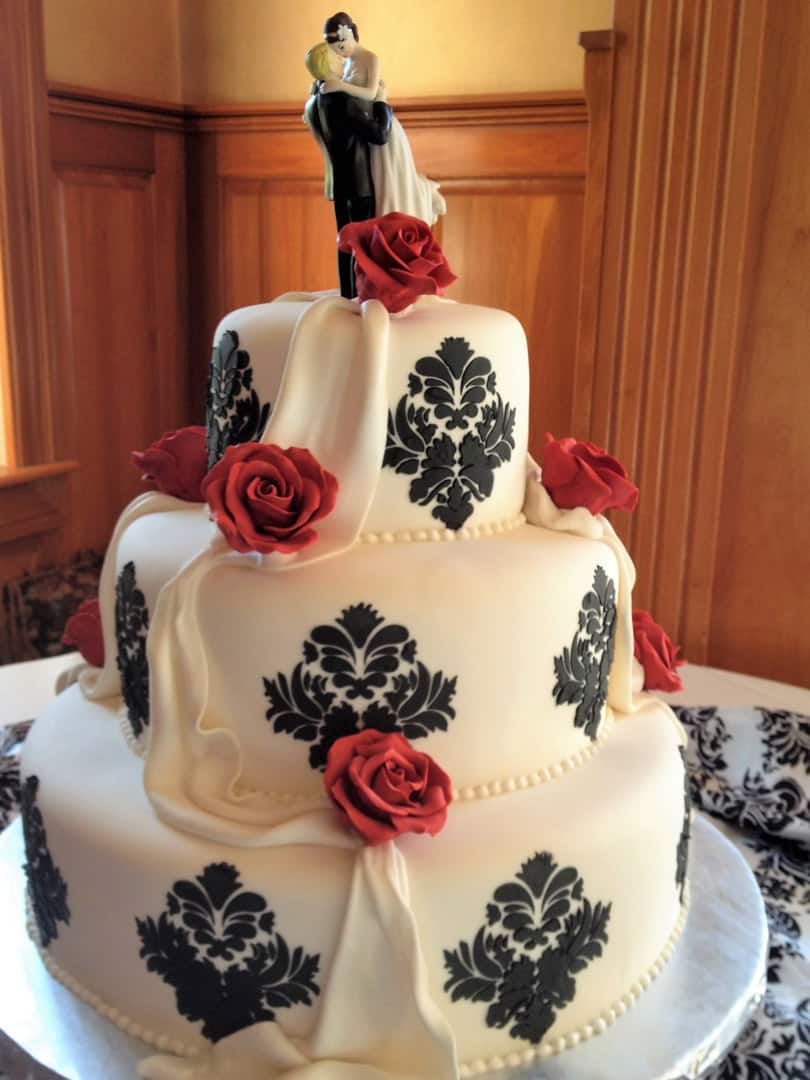 Wedding Cake with Black Stencils