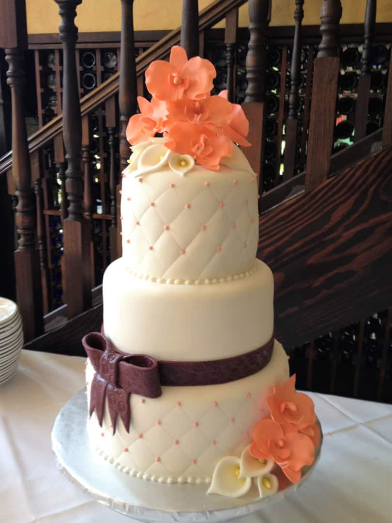 Wedding Cake with Brown Bow