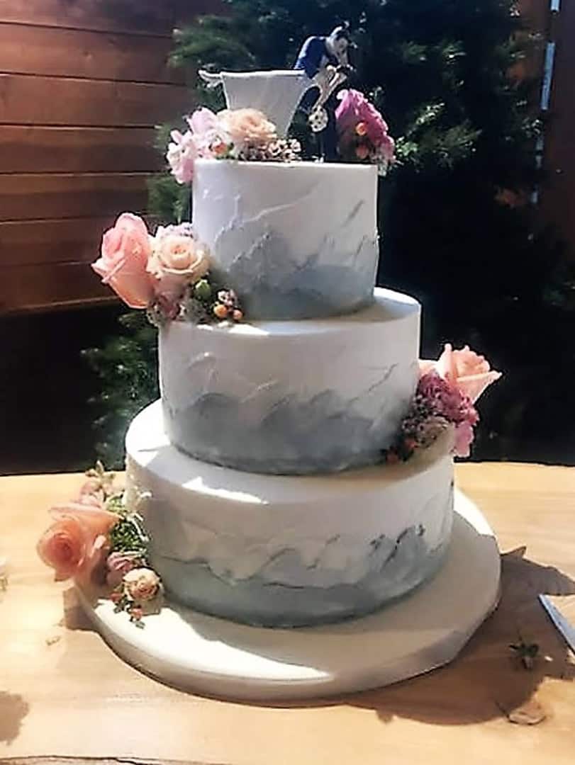 Wedding Cake with Buttercream Mountains