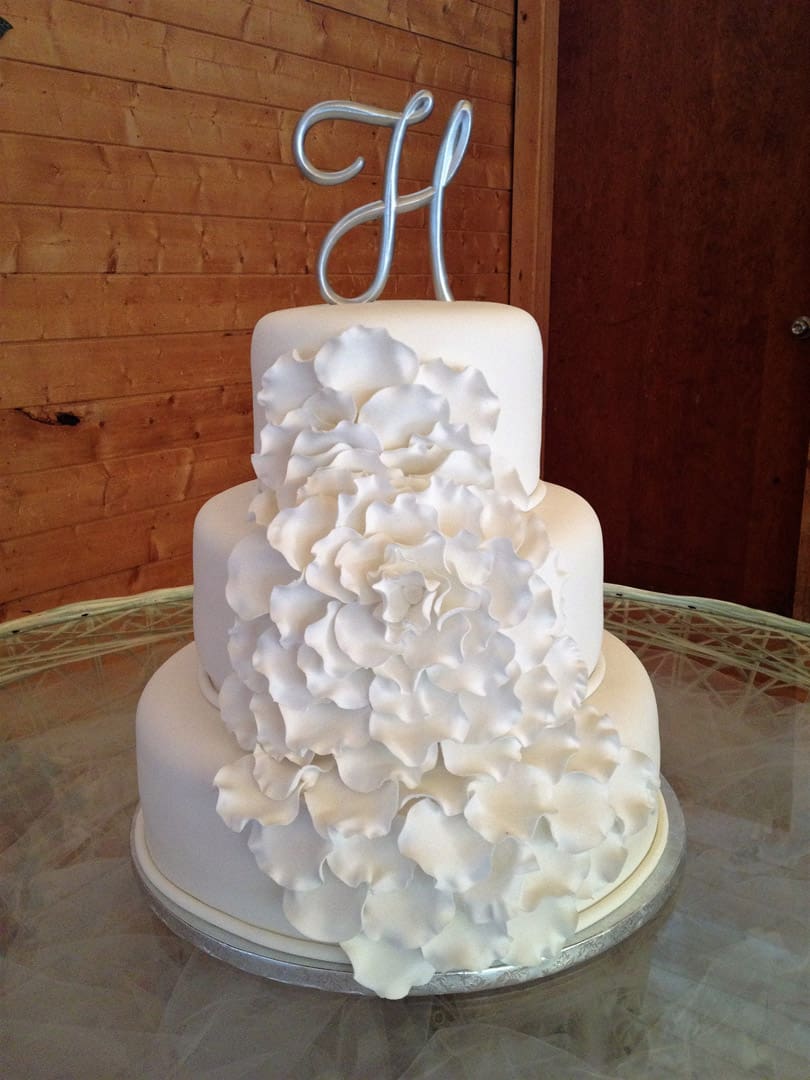 Wedding Cake with Large Flower Petals