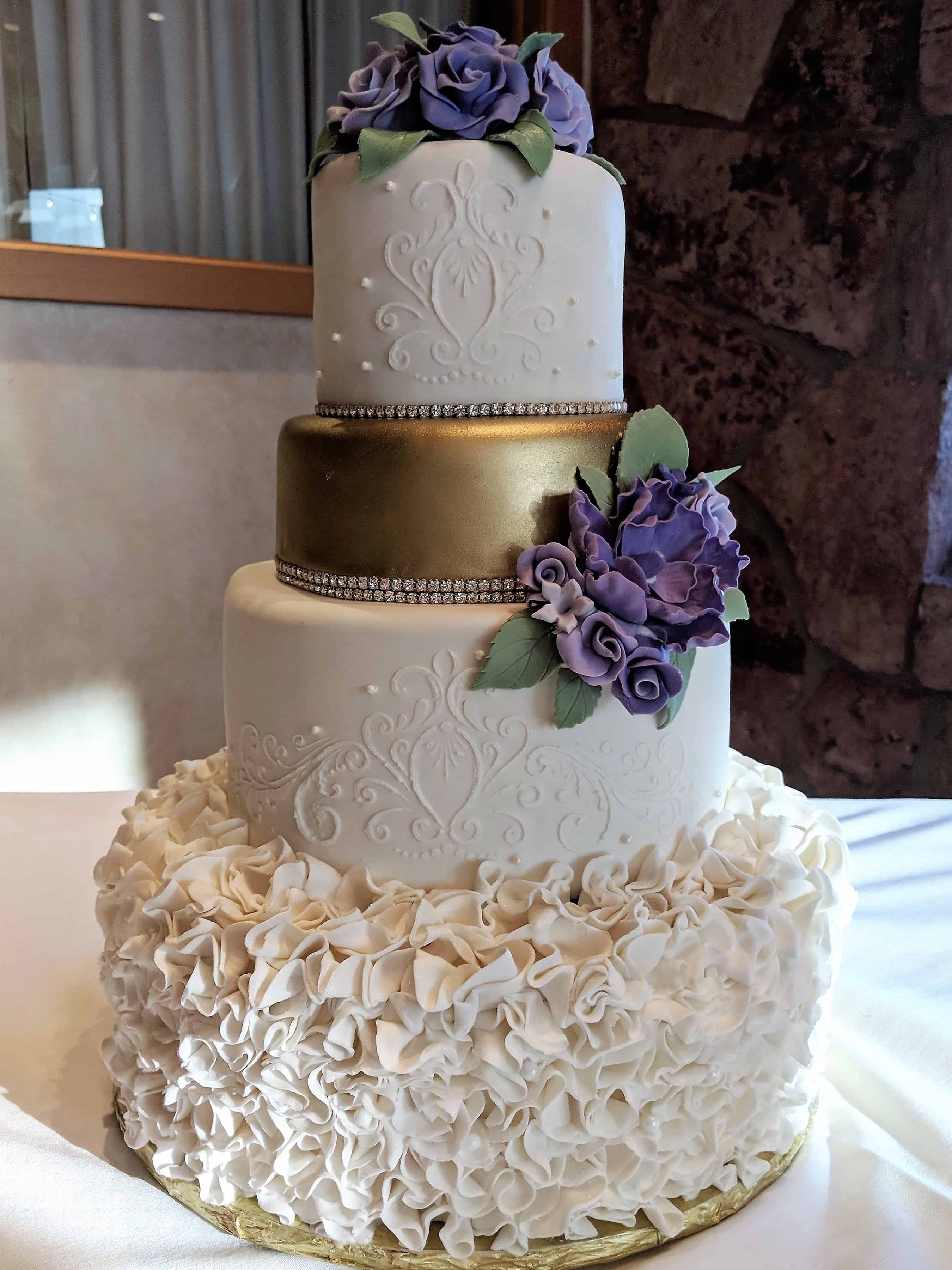 Ruffles and Gold Tier Wedding Cake