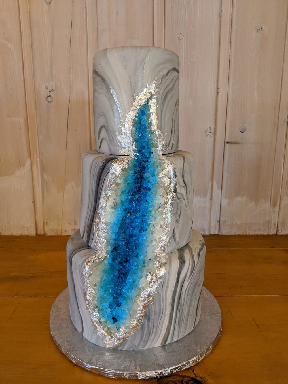 Grey and Blue Geode Wedding Cake Grey and Blue Geode Wedding Cake