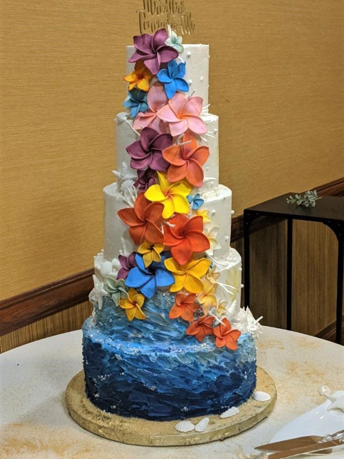 Ocean and Flowers Themed Wedding Cake Ocean and Flowers Themed Wedding Cake