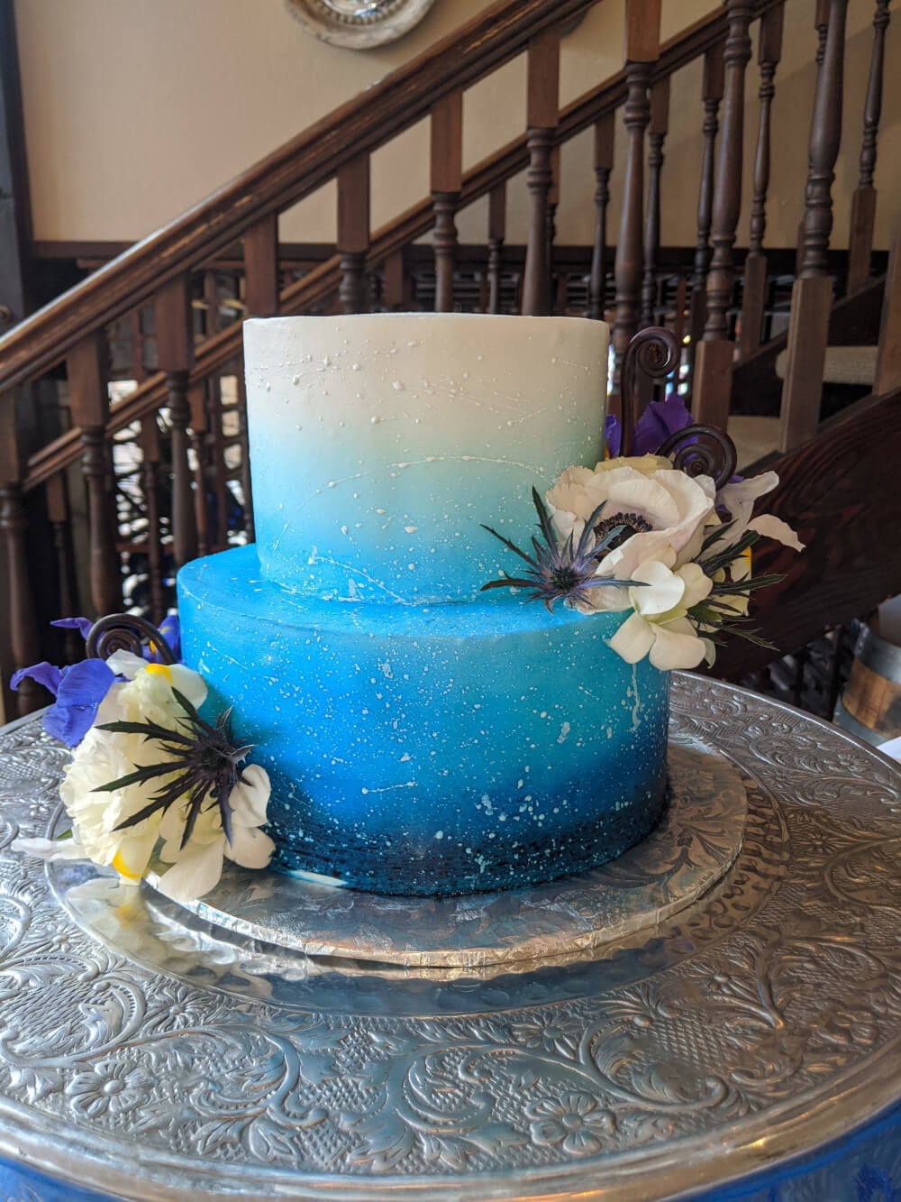 Ombre Blue Wedding Cake Ombre Blue Wedding Cake