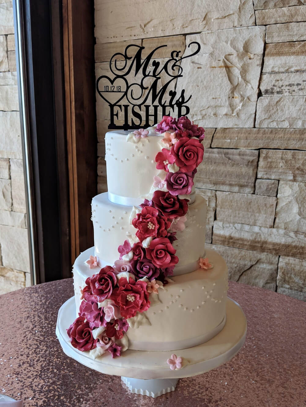 Red Floral Wedding Cake Red Floral Wedding Cake