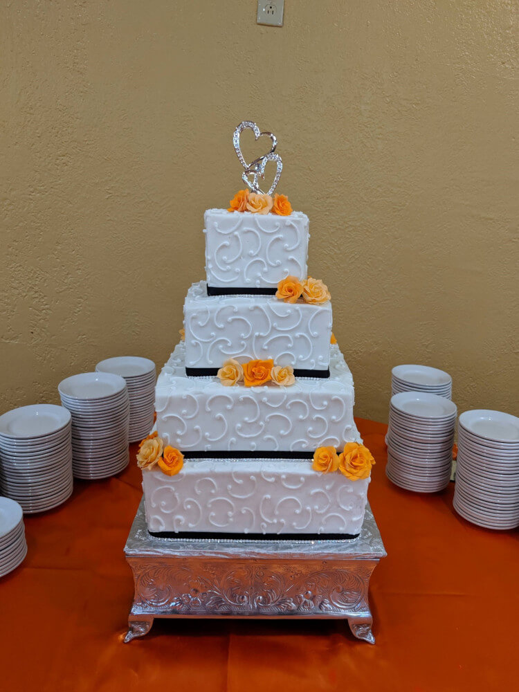 Square Wedding Cake with RIbbon Square Wedding Cake with RIbbon