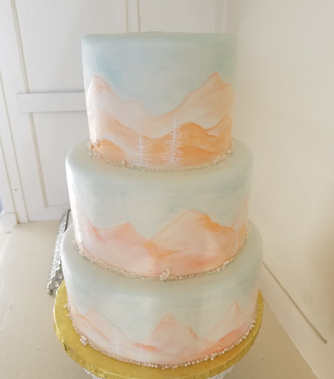Watercolor Hand Painted Wedding Cake Watercolor Hand Painted Wedding Cake